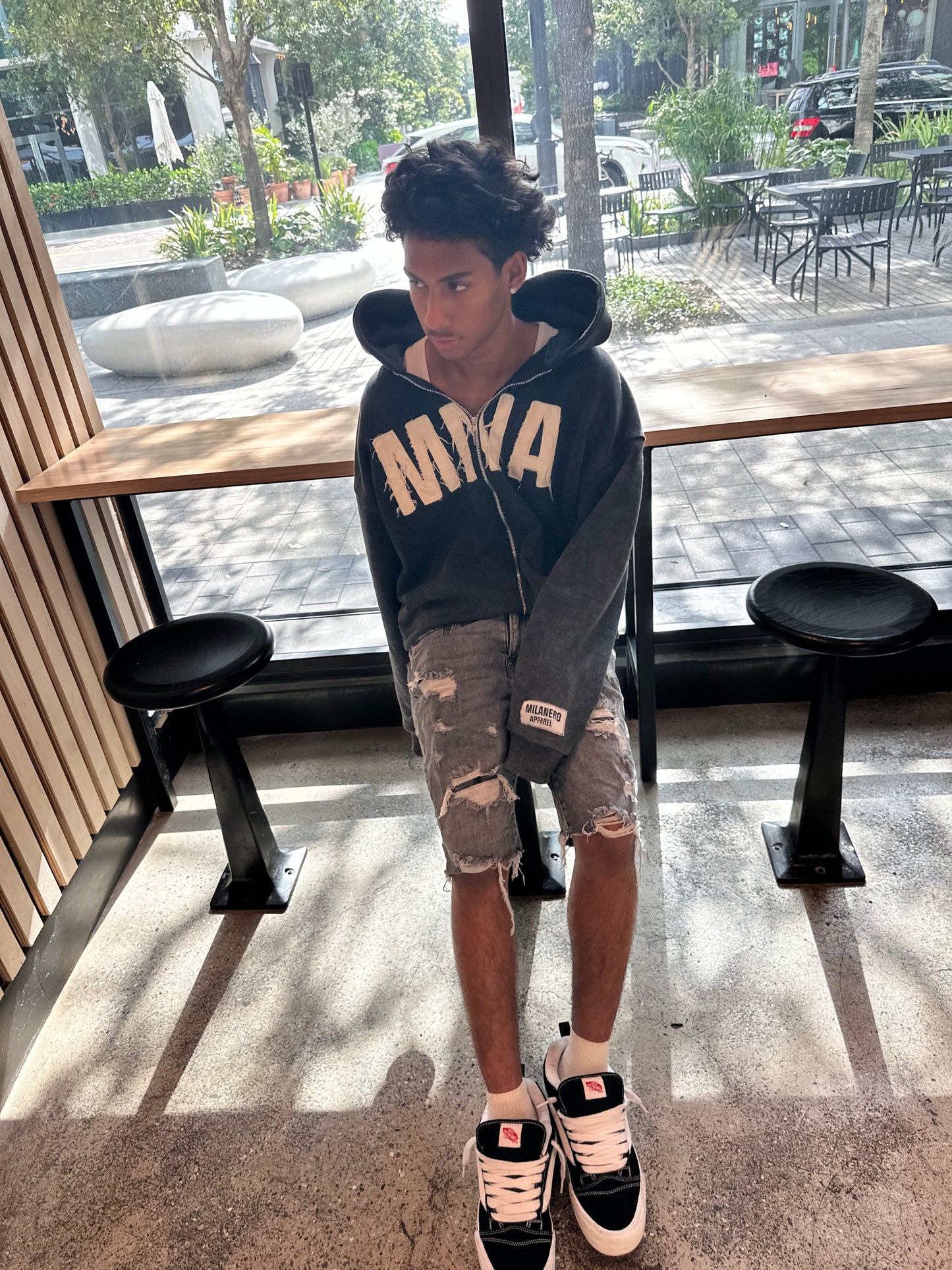 MNA Distressed Zip-up